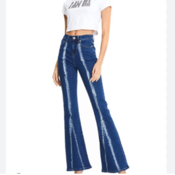 I.AM.GIA | Savannah mid rise flare jean with white design size small, fits 25 - Picture 3 of 11